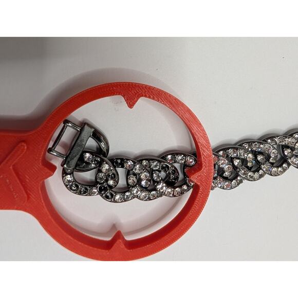 J. Crew Crystal Link Chain Bracelet 7.5in Silver Tone Rhinestones - Picture 3 of 6